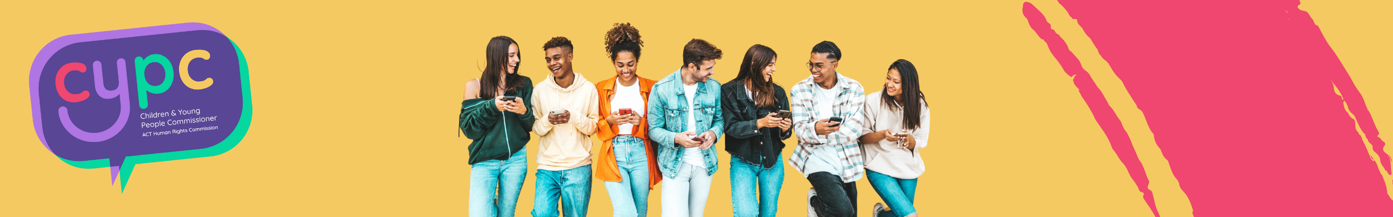 Young people with phones