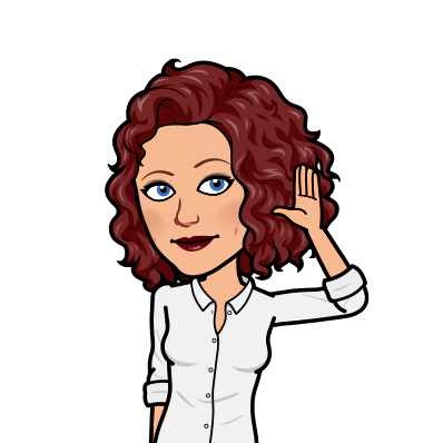 A bitmoji of Jodie with her ear cupped by her hand, listening