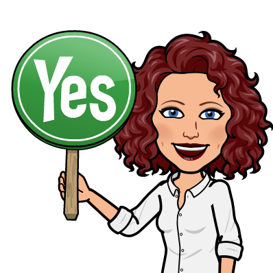 A bimoji of Jodie holding up a Yes sign